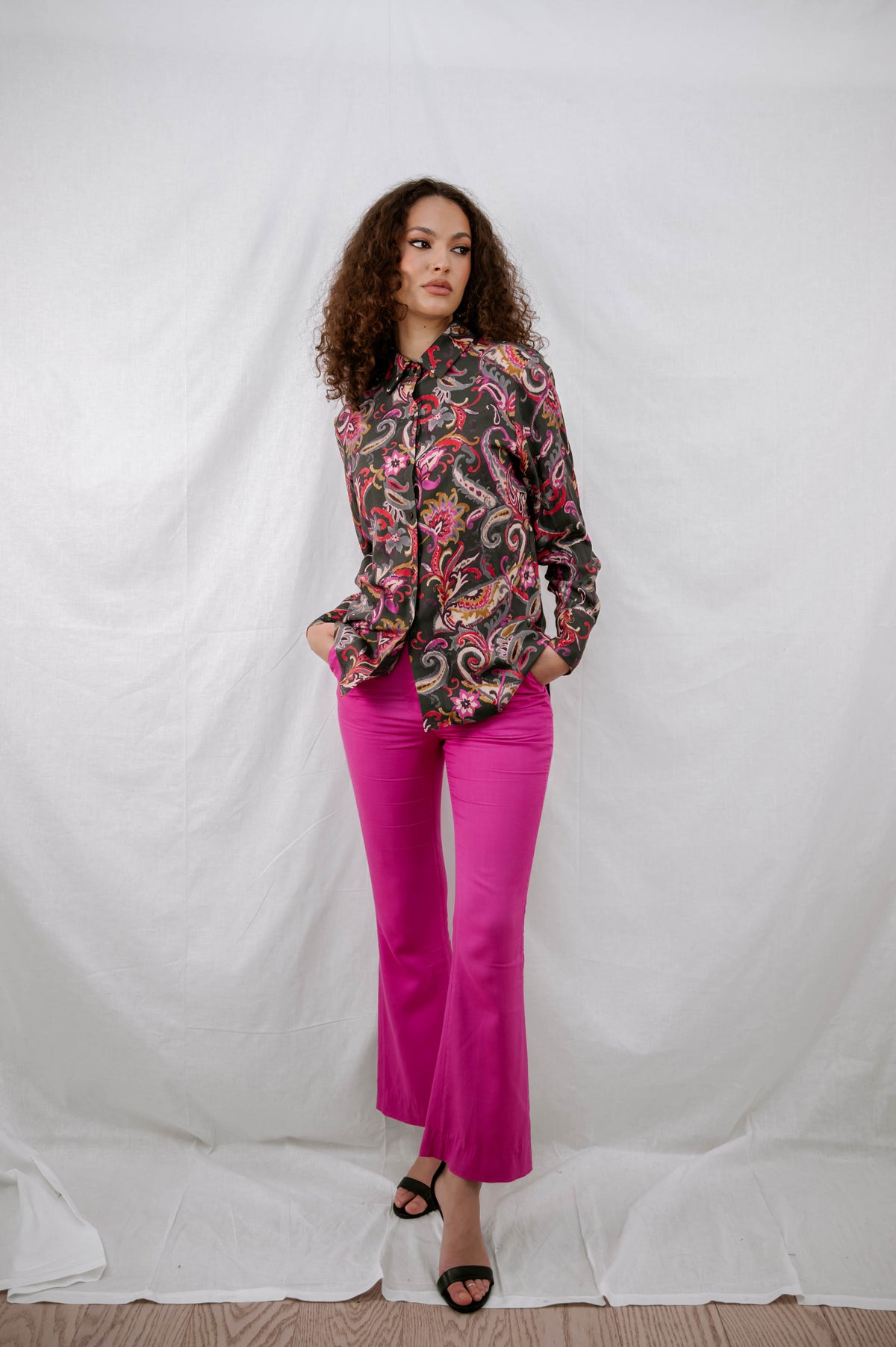 The Eloise Blouse in Ecovero Challis Paisley Satin